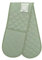 BlissLo Cotton Double Oven Gloves Heat Resistant, Machine Washable Green Oven Gloves Double Protects Hands, Attached Oven Mitts Durable, Heat Proof Pot Holders for Kitchen with Hanging Loop - Green