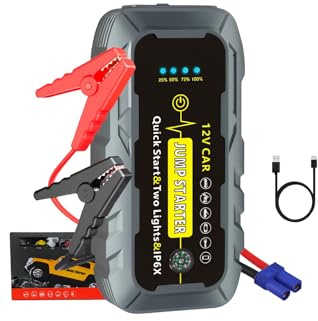 MAPASU Jump Starter Power Pack for 12V Vehicles (Upto 6.0L Gas,4.0L Diesel), Car Battery Booster Jump Starter with Jump Leads, LED Light & Power Bank