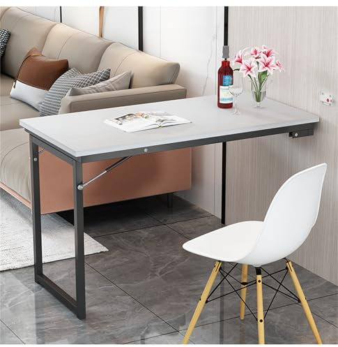 Pounjsd Wandtisch klappbar Drop-Leaf-Wandklapptisch, klapptisch wandhalterung, klappbarer Küchentisch für 4-6 Personen, 120×60×75cm, Klapptisch Wand Platzsparender, Küchenregal für Balkon
