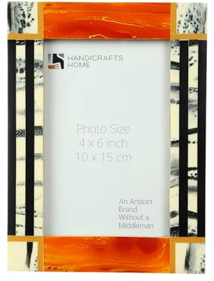 Handicrafts Home 4x6 Handmade Picture Frame, Abstract Ink Resin Inlay Photo Frames for Wedding, Birthday, Housewarming Gift- Tabletop Display
