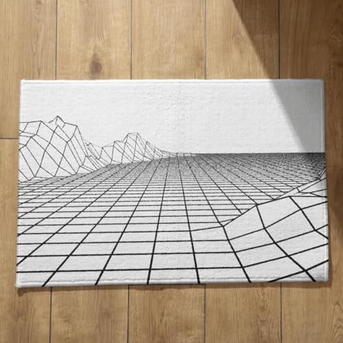 EHOMERY Ultra Thin Doormat Runner Geometric Art External Doormats Indoor 50x80cm, Non-Slip Plush Cotton Decor Doormat