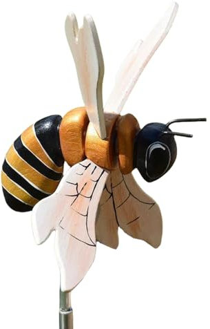 Bienenwindspinner, drehbares Windrad aus Holz, dekoratives Gartenornament, wetterbeständiges Design, lebendiger Outdoor- für , Rasen, Hof, Terrasse, Hof, Hinterhof