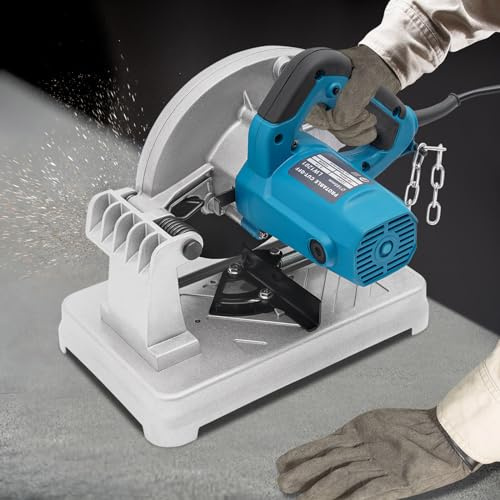DSYOGX Kappsäge, 1200W Metalltrennschneider Trennjäger Schneidemaschine, 0-45° Schneidewinkel, 0-50mm Schnittdicke, 185mm Sägeblatt-Durchmesser, Schneiden von Holz, Stahl, Wänden (Blau)