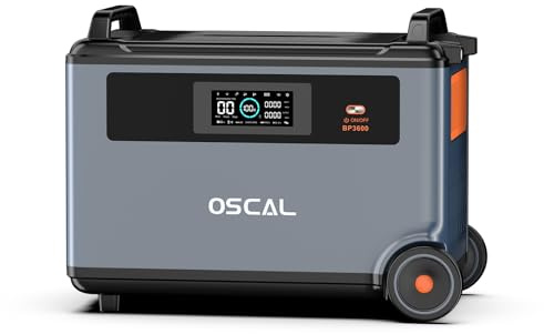 EcoVolt OSCAL PowerMax 6000 Pacco Batteria di Espansione Dedicato, 3600Wh LiFePO4 Generatore Solare per Stazione di Alimentazione PowerMax6000, Batteria di Backup Extra per Balcone, Campeggio, Viaggi