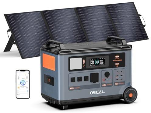 OSCAL PowerMax 6000w Générateur Solaire avec Panneau 200W, 3600Wh Station électrique Portable, Capacité Extensible 57.6kWh, Recharge en 1,2 h, Batterie LFP, APP, 14 Sorties, pour Maison, Camping-Car