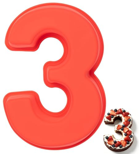Sxingh Silikon Backform Zahl 3 Groß,backform zahlen,zahlen backform | kuchenform silikon，Antihaftend, 3D Number Cake, DIY Kuchenform, Für Kindergeburtstag, Hochzeit, Jubiläum