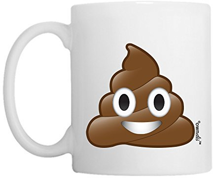 owndis Poo Poop Emoji-Kaffee-Tasse, Keramik, 11 Unzen, Weiß, Kaffeebecher