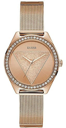 Guess Damen Analog Quarz Uhr mit Edelstahl Armband W1142L4