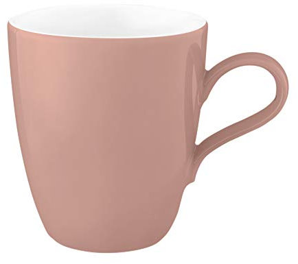 Seltmann Weiden Life Fashion Posh Rose Henkelbecher, 400 ml, Einfarbige Kaffeebecher mit Henkel, Mix & Match Geschirr, Spülmaschinen- & Mikrowellenfest, Porzellan, Rosa/Weiß