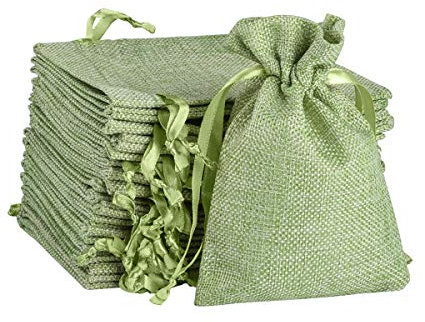 Miavogo Stoffsäckchen Säckchen zum Befüllen Stoffbeutel Leer Lavendelsäckchen basteln Kleine Geschenke für Bonbons Lavendel Kräuter (Grün - 15 Stück, 10,5 x 15,5 cm)