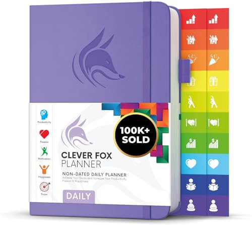 Clever Fox Tagesplaner - Bester Agenda & Tageskalender zur Steigerung deiner Produktivität, Zufriedenheit und Ziele - Persönlicher Tagesorganisator - A5, Undatiert - Lavendel (Englisch)