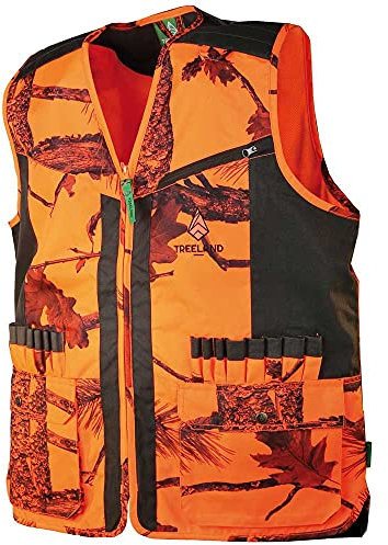 Treeland Weste für Jagd, Camouflage, Orange Forest T254