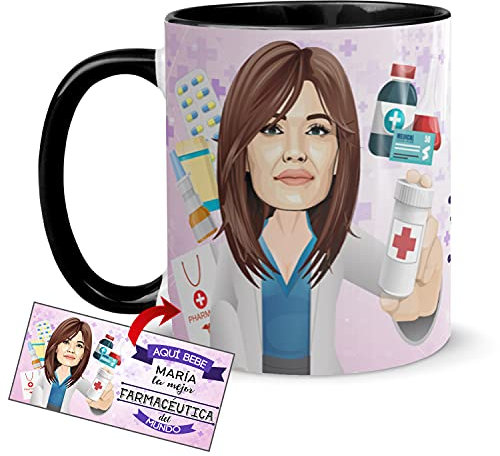 Kembilove Tazas Desayuno Personalizadas con Caricatura – Taza de Café de la Mejor Farmacéutica del Mundo – Regalos Originales de Profesiones