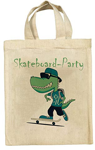 clothinx Lustige Kindergeburtstag Mitgebsel Tasche Beutel im Set mit Geburtstag Motto Skateboard 10er Pack