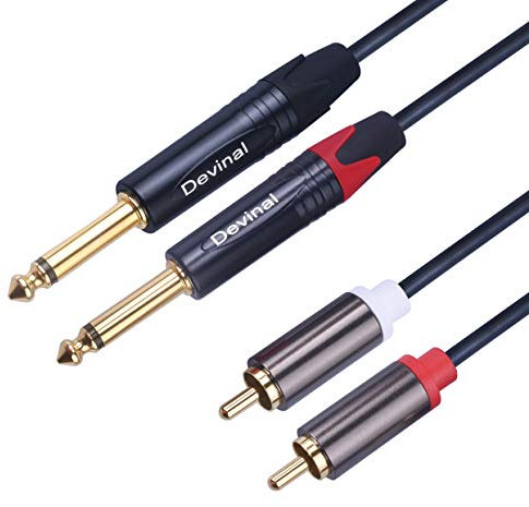 Devinal - Cavo da 1/4 a RCA, doppio RCA a doppio cavo di interconnessione TS 1/4, doppio 6,35 mm mono a 2 RCA / Phono stereo, cavo adattatore da 1,5 m