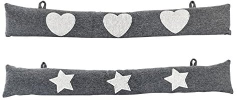 Nicola Spring Draught Excluder Set - 78.5cm - Star/Heart - Pack of 1 - Herringbone Indoor Decorative Wind Stopper Home Interior Air Strip Wind Seal Window Draft Snake Sound Blocker for Home, Office