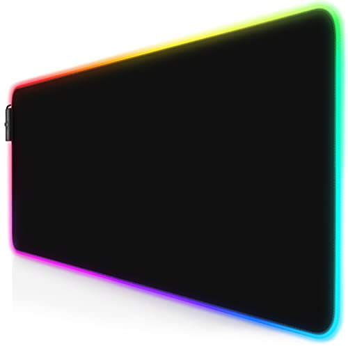 TITANWOLF XXL RGB Gaming Mouse Pad 800x300mm Mouse Mat XXXL Extended Large LED Mousepad 11 Multi colors and effect modes Non Slip Base Computer Keyboard Mice Mat for Macbook PC, Black