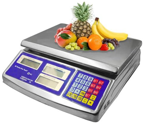 Di Tutto Per Tutti® BILANCIA ACCIAIO INOX ELETTRONICA DIGITALE PROFESSIONALE MAX 40 KG