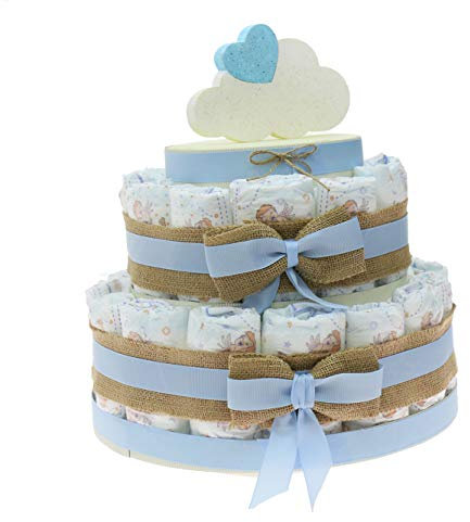 Viale Magico Idea Regalo Originale Prima Infanzia, Torta Pannolini Economica Nascita Bimbo, Baby Shower Neonato (Torta da 30 Pannolini)