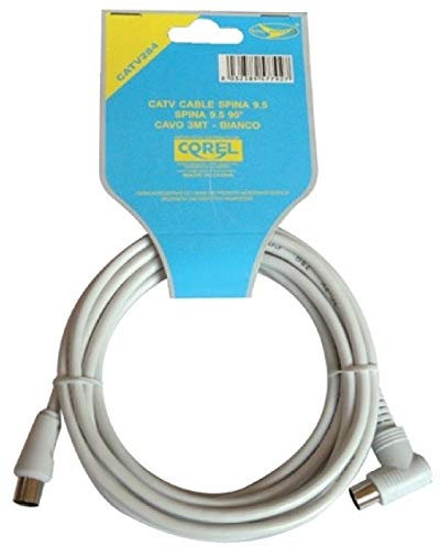 Corel Italy CATV284 CATV Cavo Antenna Maschio Maschio CABLE SPINA - SPINA 90° 9.5mm BIANCO 3mt