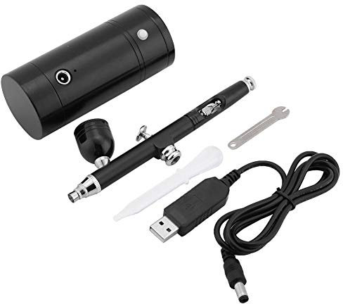 KSTE Airbrush-Set, 0,3 mm schwarz Mini-Luftkompressor-Spritzpistole Airbrush-Set 7CC-Kapazitätsset USB-betrieben 5V