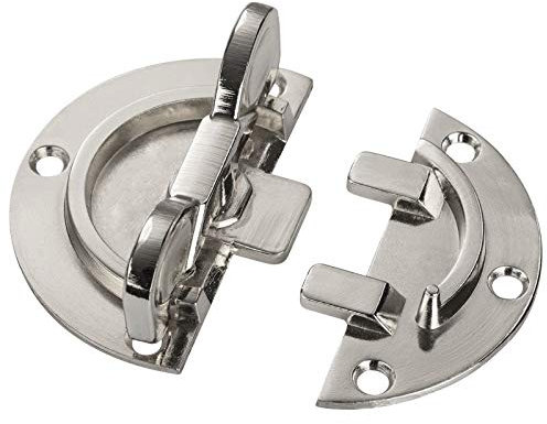 SOTECH 4 Stück Drehriegel Ø 60 mm, Stahl vernickelt, Dreh-Verriegelung, Tischbeschlag Möbelriegel zum Anschrauben