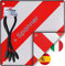 PLANGER® - Panneau d'avertissement Italie et Espagne (Panneau + Tendeur) 2en1 (50 x 50 cm) - Panneau d'avertissement réfléchissant rouge et blanc pour porte-bagages arrière et porte-vélos