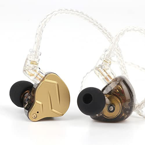 Linsoul KZ ZSN PRO X Dual Driver 1BA+1DD Hybrid Metal Earphones HiFi in-Ear Monitor with Detachable Recessed 2Pin Cable, Zin Alloy Panel (Without Mic, Gold)