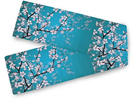 AUUXVA Kelekey Tischläufer mit japanischer Blume, Kirschblüte, Polyester, rechteckig, für Hochzeit, Party, Urlaub, Küche, Esstisch, Heimdekoration, 33 x 228 cm