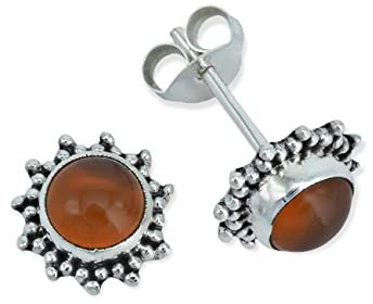 Ohrstecker 925 Silber Karneol orange roter Stein Edelstein Ohrringe echt Silber Damen Sterling Silber Stecker Geschenk(MOS-082-16)