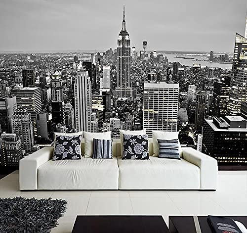 Oedim Tapete New York Weiß und Schwarz, Selbstklebende Dekoration für Zimmer, Wanddekoration