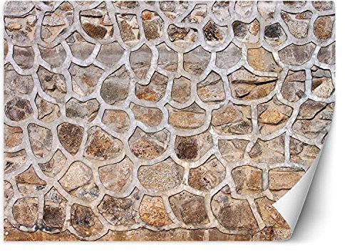 Feeby Papier Peint Intisse Imitation Texture 450x315 cm beige Décoration Murale Tableaux Poster Muraux Chambre Enfant Salon Salle Cuisine Coucherr Pierres Maçonnerie Structure