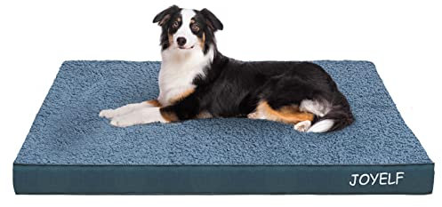 JOYELF Large Hundebettmatte für mittlere bis große Hunde, Eierkistenschaum-Haustierbettmatte mit wasserdichtem und abnehmbarem waschbarem Bezug