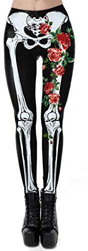 Kamviluer Halloween Leggings Women Halloween Costume Leggings Workout Running Skeleton Tight Stretch Funny Pants