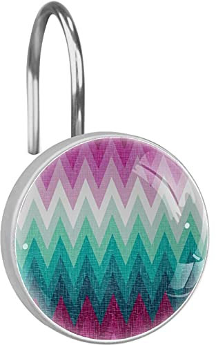 Set di 12 ganci per tenda da doccia con motivo a onde colorate, per doccia