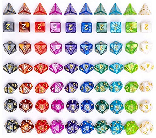 Set di Dadi 10 D20 perle 70 pezzi poliedrici e RPG DND Cielo stellato Giochi da tavolo W20