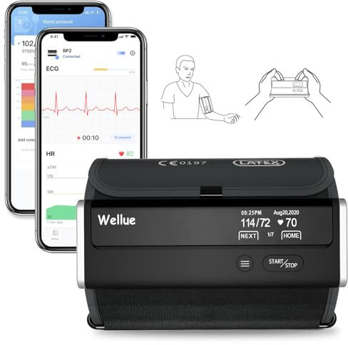 Wellue BP2 Connect Blutdruckmessgerät Oberarm mit EKG, Pulsmesser, APP Unbegrenzte Datenverwaltung