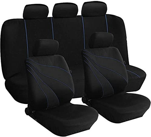 Susy Shop Universelle Sitzbezüge aus Polyester, anpassbar an alle Autos mit Standardsitzen, Autobezüge mit 2 Reißverschlüssen an den hinteren Rückenlehnen – Modell G (Blau)