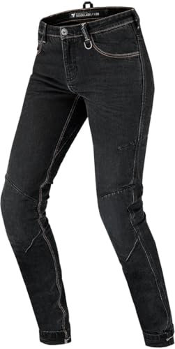 SHIMA DEVON Motorradjeans - Belüftete Elastische Slim Fit Biker Motorradhose mit FiberQL-Verstärkungen, Knie- und Hüftprotektoren (Schwarz, 26)