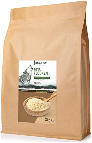 ReaVET Reisflocken Hund 3kg, Reisflocken Hunde, Gemüseflocken Hunde glutenfrei, Gemüseflocken Barf, Barf Zusatz Hund