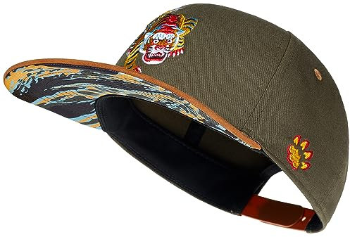 Cadency Snapback Cap Herren, Asian Tiger, Baseball Kappe, Basecap gerader Schirm, Premium Qualität, Langlebig, Einheitsgröße, Unisex, Olive, Größenverstellbar