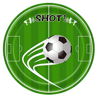 16pcs Football Paper Plates Party 7Inch,Green GOAL World Cup Soccer Design Plates,Dinner Plates Soccer Ball Football Party Decor Paper Plate for World Cup Soccer,Boys,Kids Sport,Holiday Birthday Party