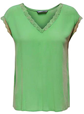 ONLY Onljasmina S/S V-Neck Lace Top Noos Ptm, Kelly Verde, S Donna
