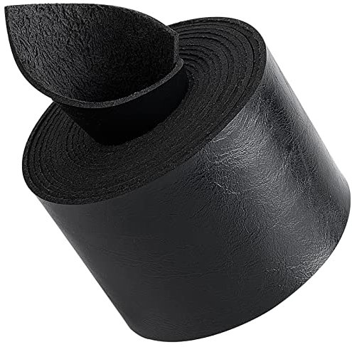 GORGECRAFT Schwarzes Lederband 50mm Breit 200cm Lang Einseitig Flache Kordel Litschi-Muster Lederstreifen Für Heimwerker Basteln, Projekte Kleidung Schmuck Verpackung