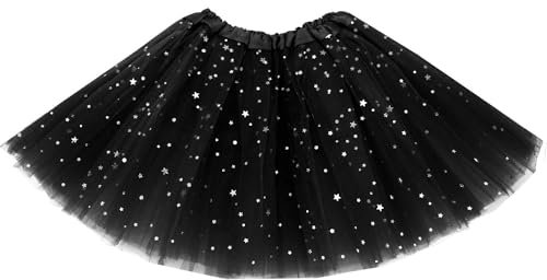 Auranso Tüllrock Kinder Mädchen Röcke Tutu Prinzessin Ballettrock Minirock Tanzkleid Partykleid 2-7 Jahre Schwarz