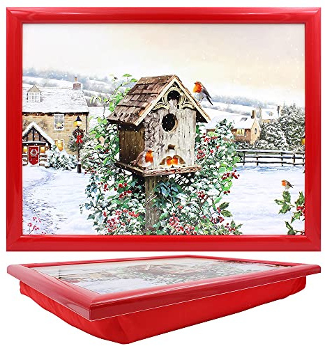 Tamersgifts Cushioned Laptrays Lap Tray TV Dinner Bean Bag Padded Cushion Gift (The Robin of Christmas Laptray TG2618)