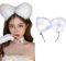 Serre-tête lumineux à LED avec oreilles de chat en fausse fourrure pour Noël, cosplay, Halloween, anniversaire (blanc froid)