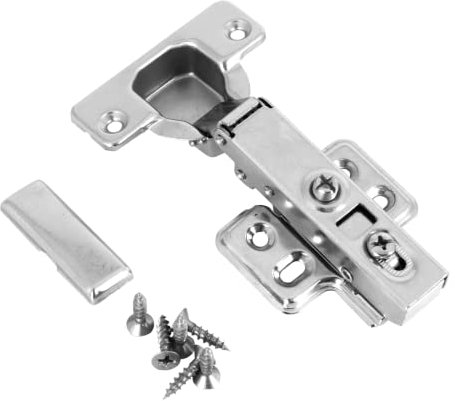 ZENO Kitchen Cabinet Hinges | 35mm Kitchen Cabinet Wardrobe Door Hinge | Soft Close Full Overlay | Standard Hinge-Nickel Plated | Folding Doors Hinge with Screws (2 Hinges)