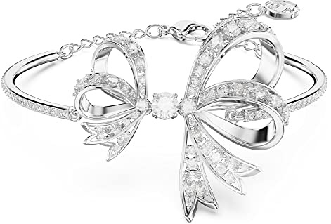 Swarovski Volta bangle, Bow, White, Rhodium plated