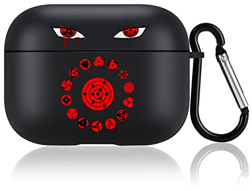 Cool Schutzhülle für Airpods Pro mit Japanisches Anime Muster, Stoßfeste Silikon Taschen mit Strapazierfähigem Schlüdsselbund für Airpods Pro, Ultradünn, Anti-Kratzt Sturzschutz für Männer Mädchen
